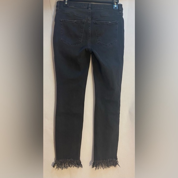 We The Free People Fringe Hem Light Black Skinny Jeans Size 26 - Picture 5 of 10